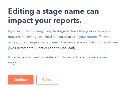 HubSpot Editing Lifecycle Stage Names