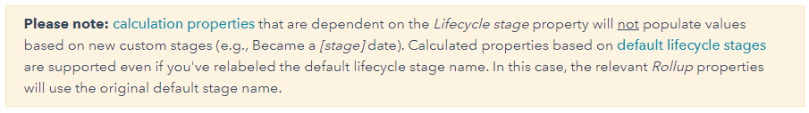 HubSpot Lifecycle Stage Calculated Fields Warning