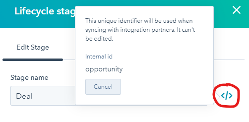 HubSpot Lifecycle Stage Internal Name