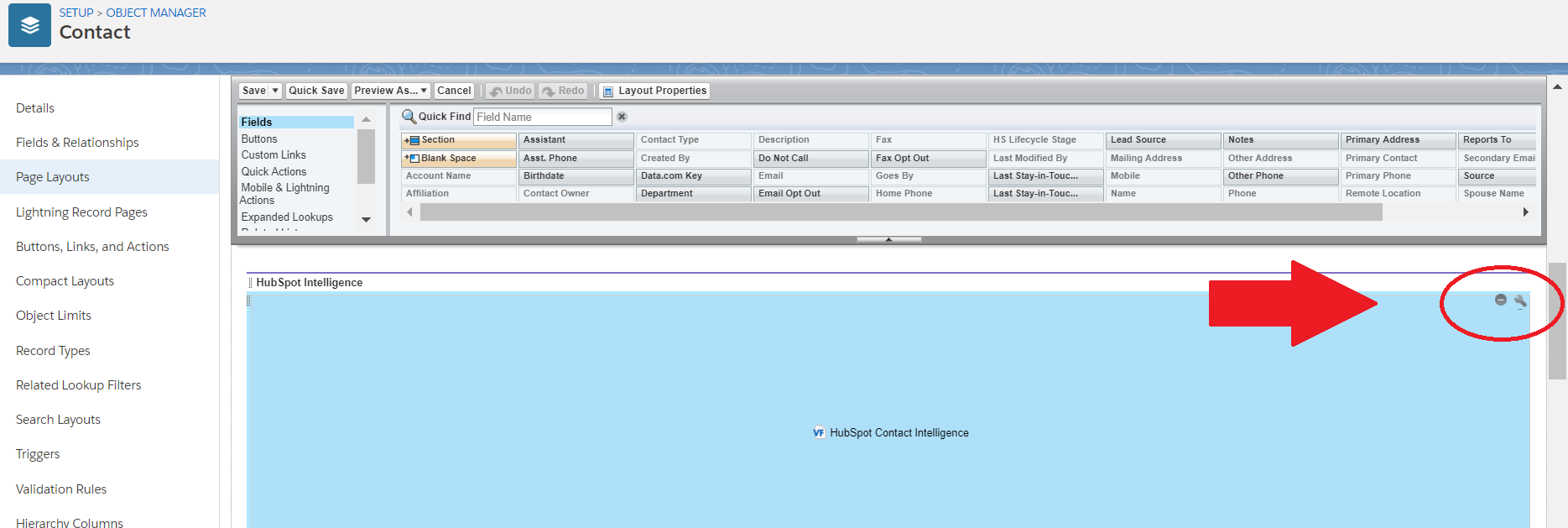 Salesforce Connector Page Layout Editor